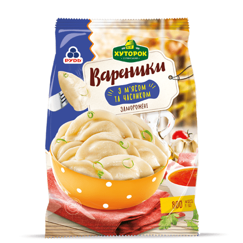 Продукция «Вареники с мясом и чесноком»