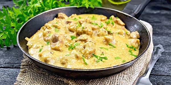 tender stewed turkey fillet with sour cream