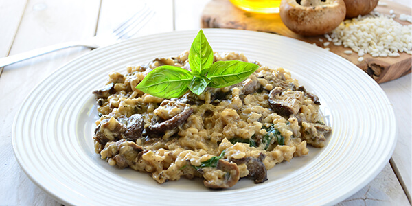 Risotto with Button Mushrooms, Cream and Parmesan